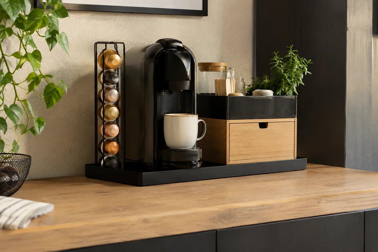 Kaffeepadmachine Coffee Station selber bauen: Ideen fuer eine stilvolle Kaffee-Ecke