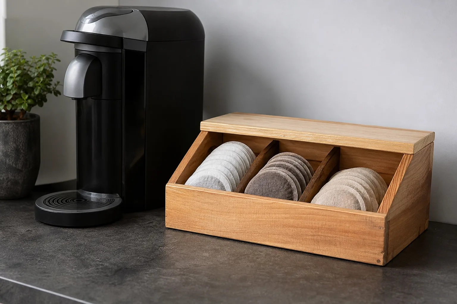 Kaffeepadmachine Zubehoer DIY: Eine praktische Padbox selber bauen